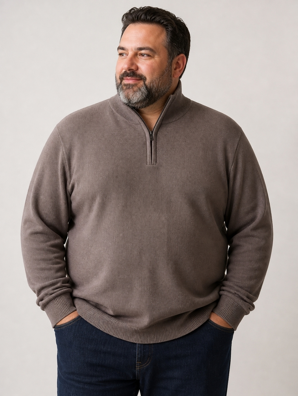 NWT 2XL Men's Half-Zip Pullover Sweater Dark Taupe